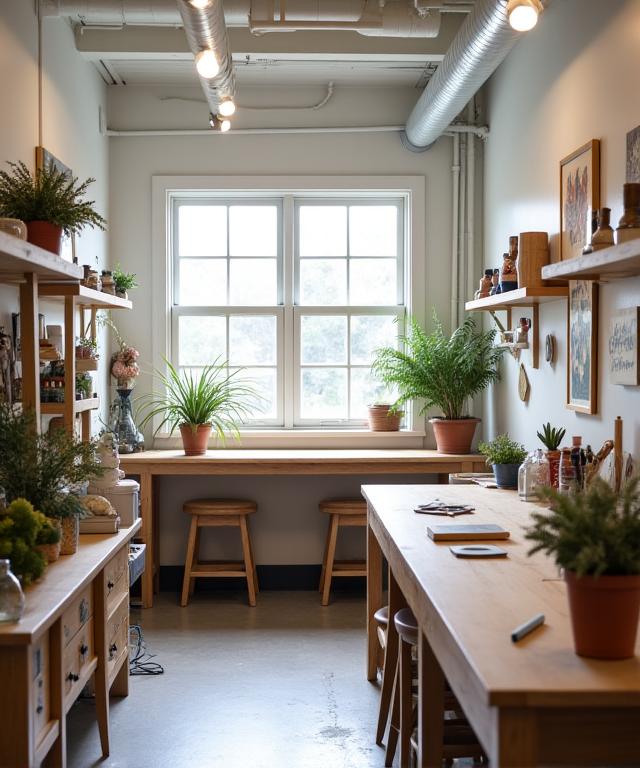 Ginkei Bloomの制作アトリエ内部。道具や素材が整然と並んでいる。