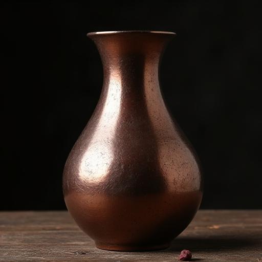手作業で鍛えられた独特の質感を持つ金属製の花器